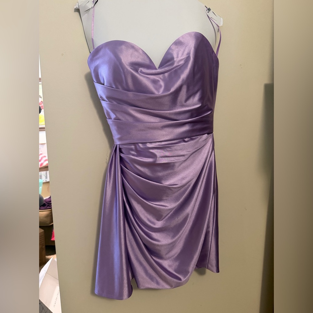 Ed Young Lavender Satin Corset Mini Dress - Picture 2 of 12